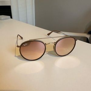 Ray Bans pink mirrored round frame sunglasses